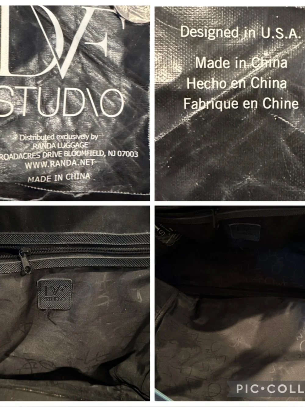 DVF Studio Grey Black Leopard Satchel Weekender Travel Tote Bag